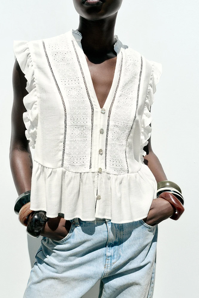 CHEMISE BRODÉE À VOLANTS