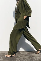 LINEN BLEND WIDE LEG PANTS