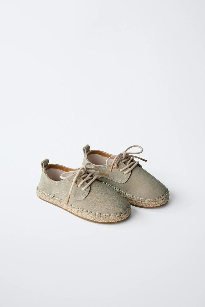 LEATHER JUTE DERBY SHOES