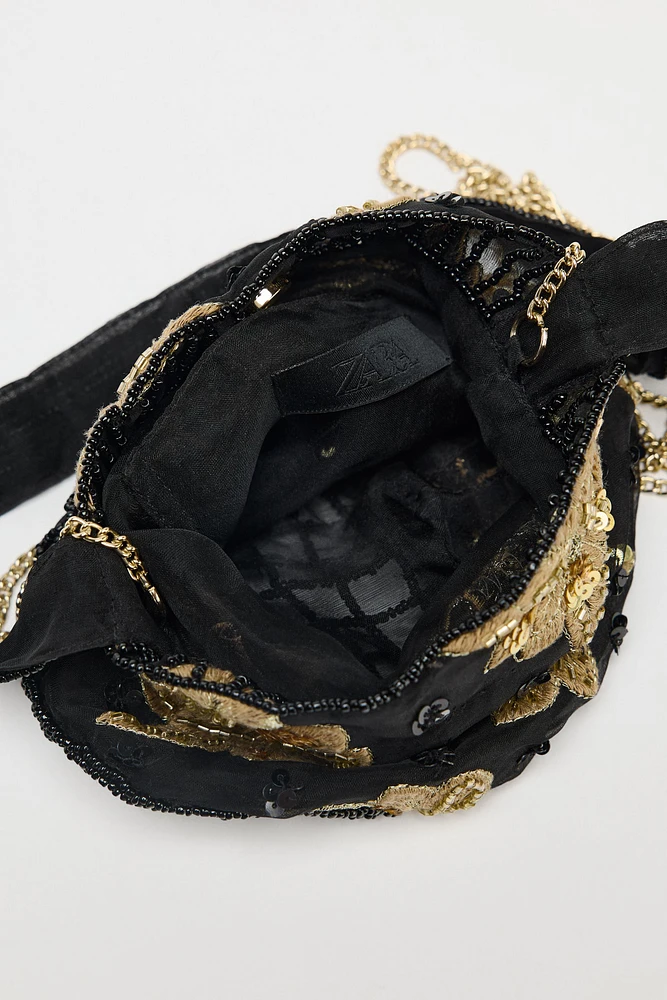 PETIT SAC SEAU BRODÉ FLEURS