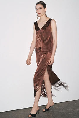 ZW COLLECTION EMBROIDERED FRINGE DRESS