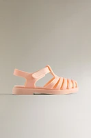 RUBBERIZED CAGE SANDALS WITH HOOK-AND-LOOP STRAP