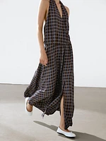 Robe longue ample imprimée à encolure américaine