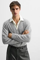 V-NECK COTTON SWEATER