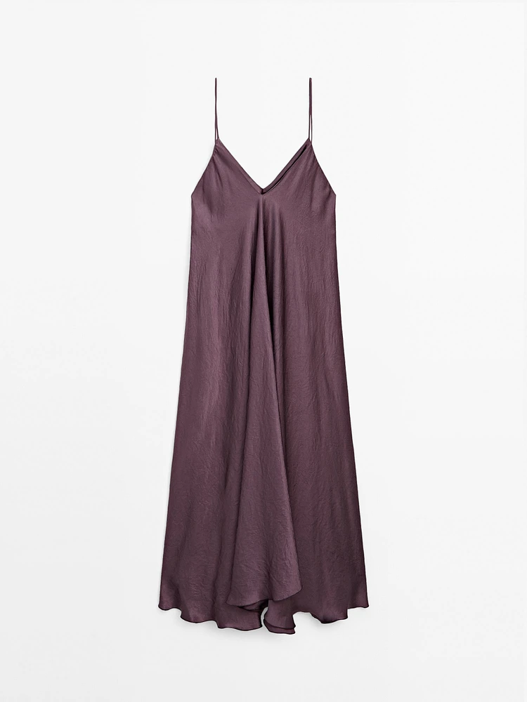 Flowing satin midi dress