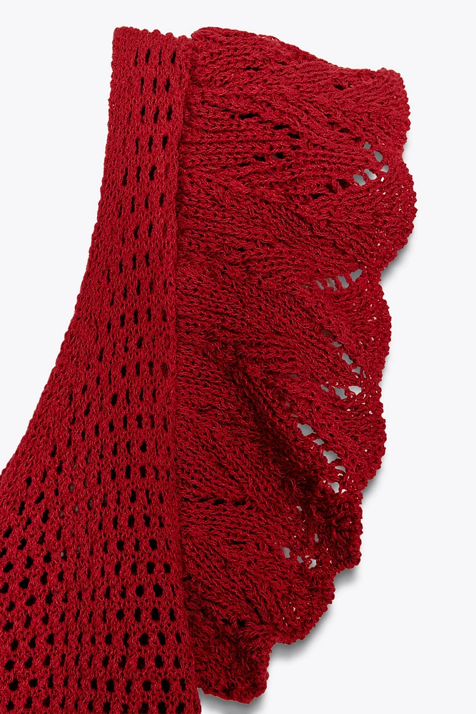 ROBE COURTE EN MAILLE TEXTURÉE À VOLANTS