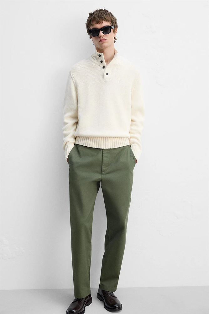 COTTON-WOOL BUTTON SWEATER