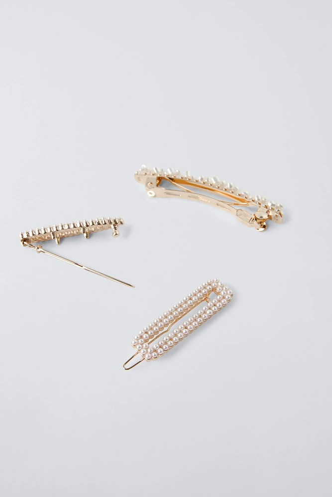 THREE-PACK OF PEARL CLIPS