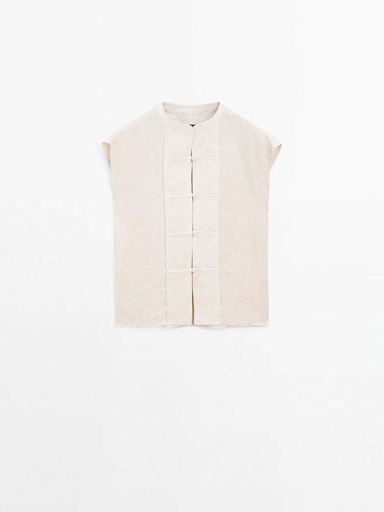 Waistcoat with bib front and Japanese details