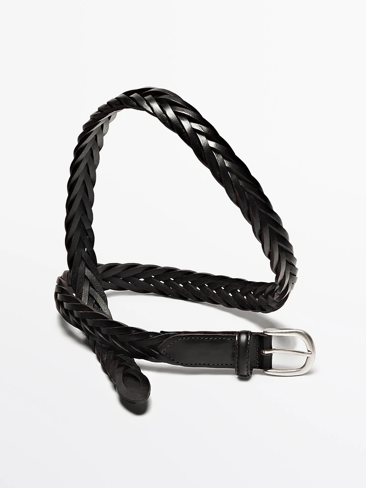 Braided leather belt