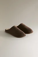 FAUX SHEARLING LEATHER SLIPPERS