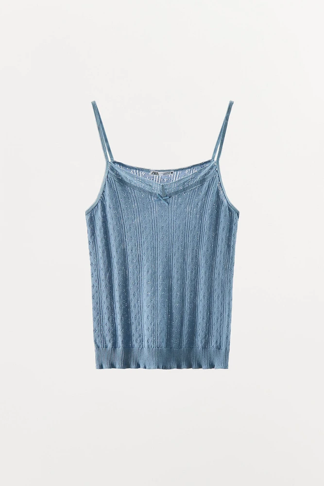 POINTELLE STRAPPY TOP