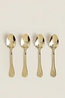 PACK OF DESSERT SPOONS WITH DECORATIVE ENGRAVING (PACK OF 4)