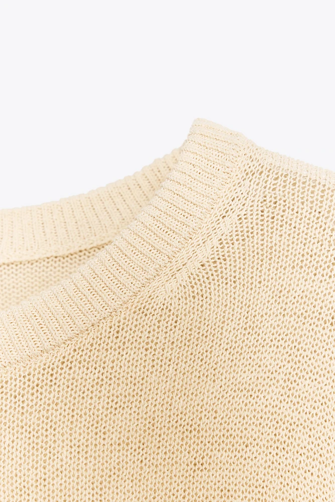 PULL RUSTIQUE EN MAILLE AVEC LIN