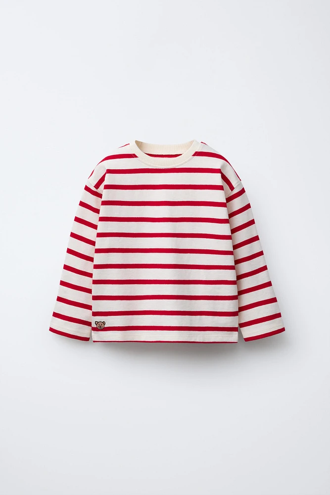 HEAVYWEIGHT STRIPED EMBROIDERED T-SHIRT