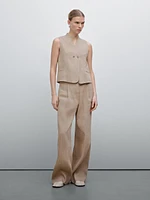 Flowing linen blend suit trousers