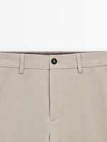 Tapered fit cotton twill trousers