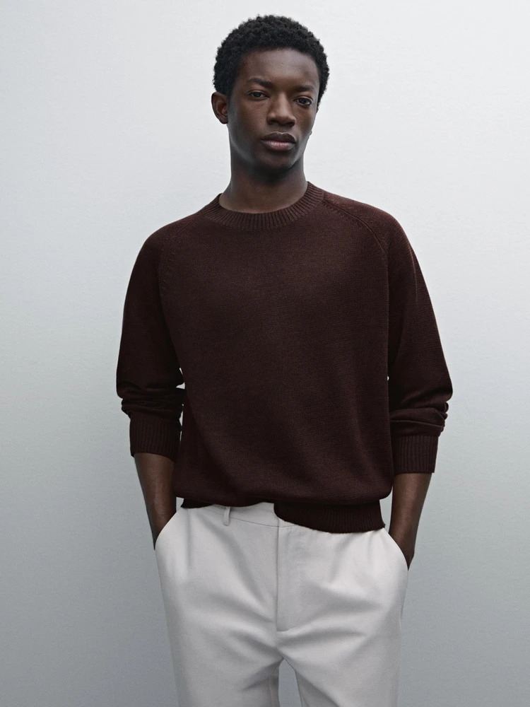 Linen blend crew neck sweater
