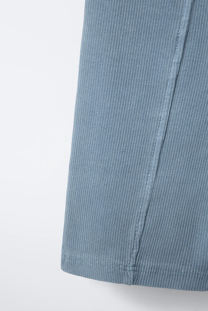 WASHED EFFECT RIBBED BIKE SHORTS