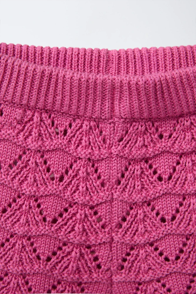 BERMUDA EN MAILLE CROCHET FLEURS
