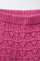BERMUDA EN MAILLE CROCHET FLEURS
