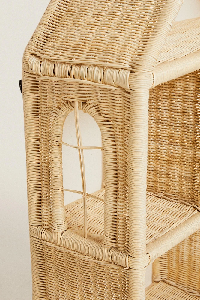 CHILDREN’S RATTAN HOUSE SHELVING UNIT