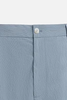 STRIPED CRINKLED EFFECT BERMUDA SHORTS