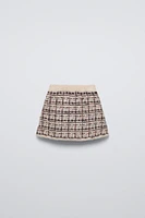 SPARKLY PLAID KNIT SKIRT