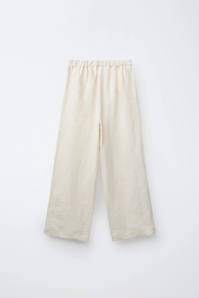 100% LINEN WIDE LEG PANTS