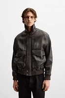 BLOUSON EN CUIR À POCHES