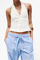 STRIPED POPLIN PANTS