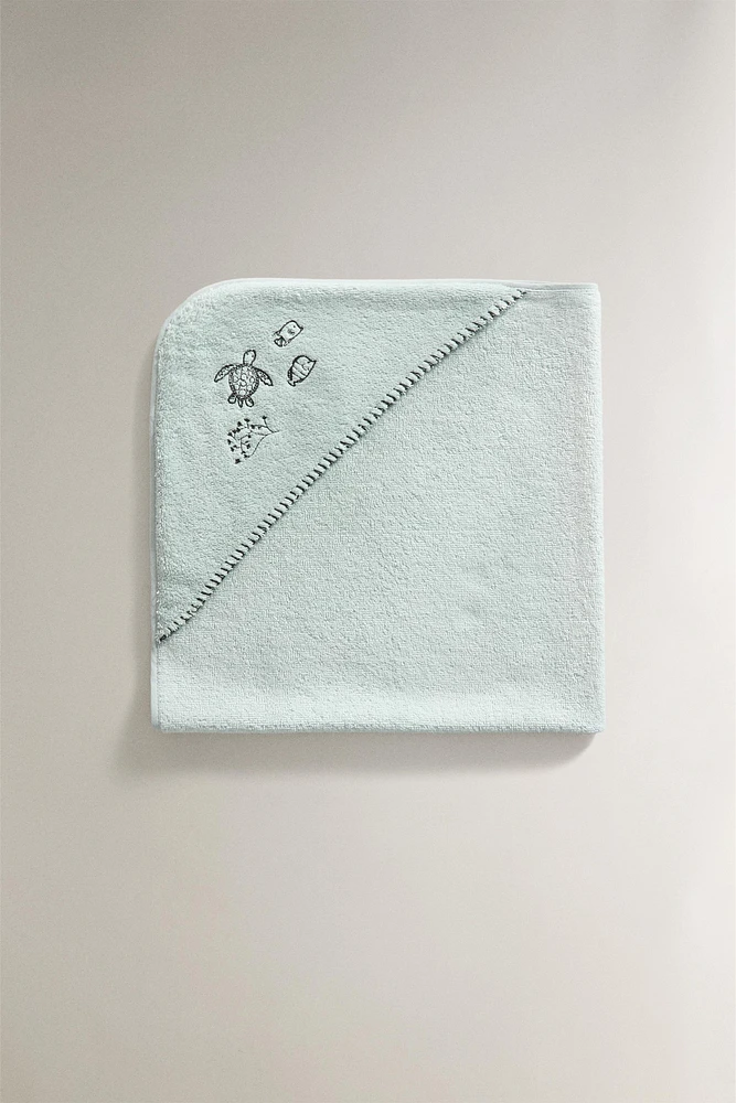 SERVIETTE DE BAIN CAPUCHE BÉBÉ TROPICAL SEA