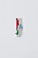 TWO-PACK OF NON-SLIP CHRISTMAS TREE AND SNOWMAN SOCKS