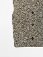 Veste sans manches en maille moulinée à col V