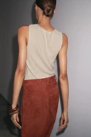 SLEEVELESS LINEN T-SHIRT
