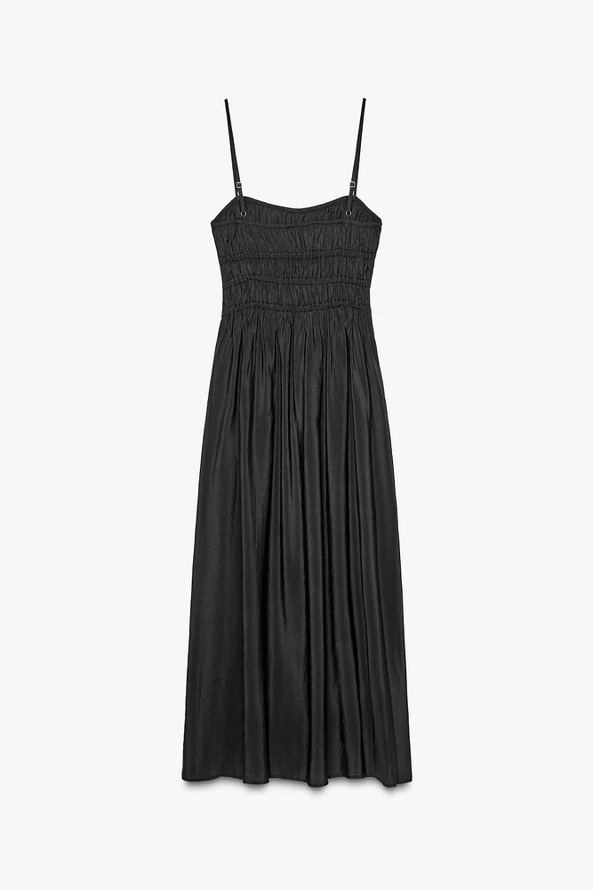 FLOWY ELASTIC MIDI DRESS