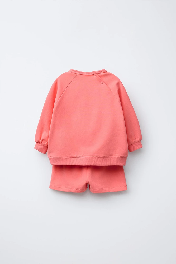 SWEATSHIRT AND BERMUDA SHORTS SET WITH LABEL