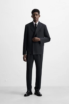 HERRINGBONE LINEN COTTON SUIT PANTS