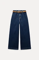 Z1975 BELTED HIGH RISE CROPPED WIDE LEG JEANS