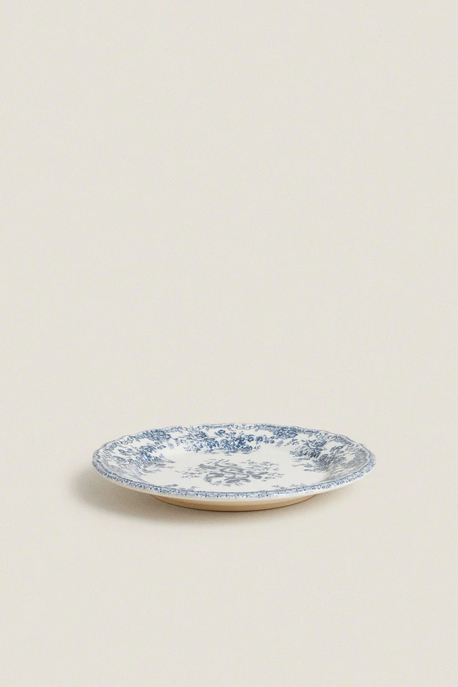 FLORAL EARTHENWARE DESSERT PLATE