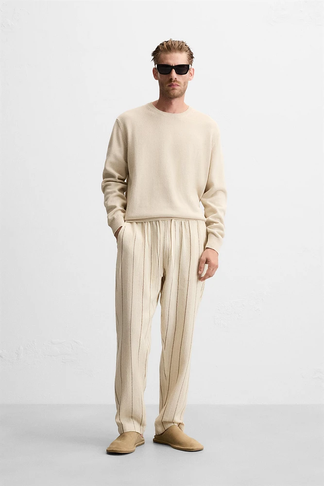 STRIPED TEXTURED WEAVE PANTS