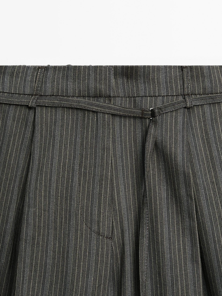 Striped cotton blend trousers