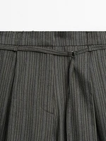 Striped cotton blend trousers