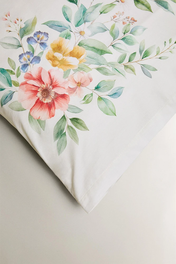 FLORAL PRINT COTTON PILLOWCASE