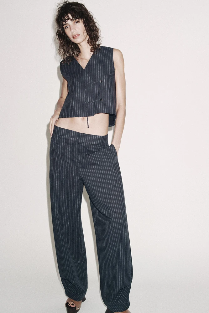 PANTALON BALLON RAYÉ EN LIN ZW COLLECTION