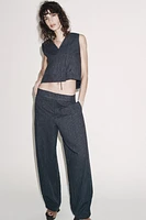 PANTALON BALLON RAYÉ EN LIN ZW COLLECTION