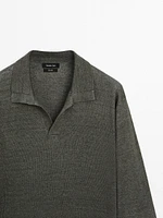 100% linen knit polo sweater