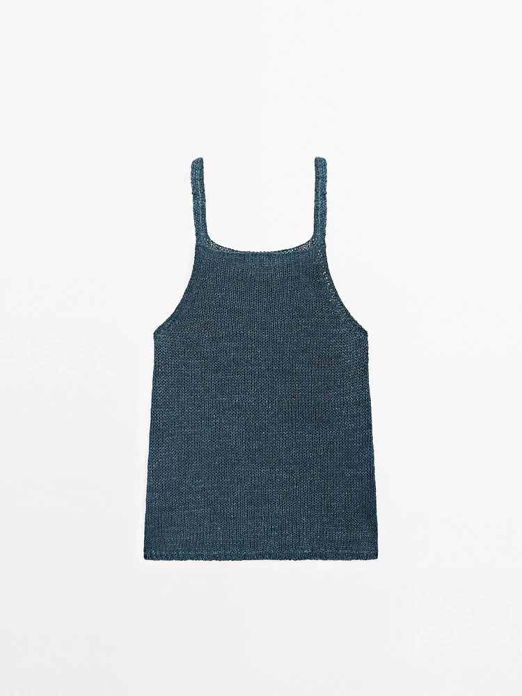 Top en maille à encolure américaine