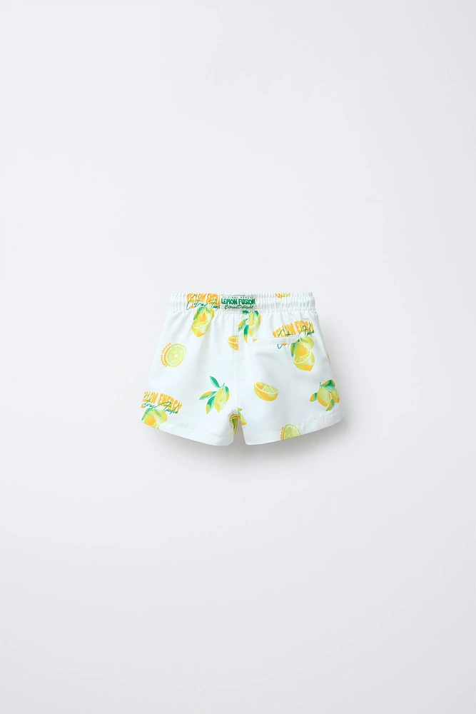 2-6 YEARS/ REGULAR LEMON PRINT SWIM SHORTS