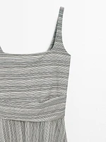 Striped flounce midi dress